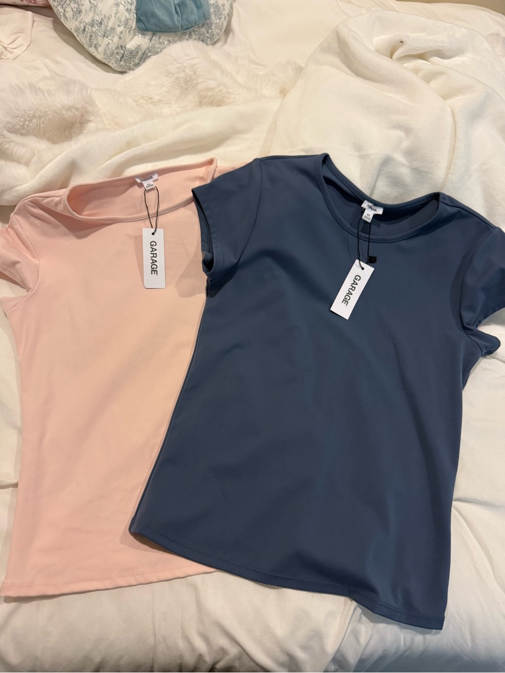 Garage Short Sleeve Tee Duo in Navy and Blush